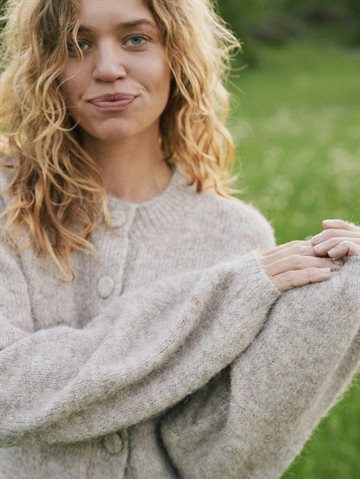 Neo Noir - Gio Fluffy Knit Cardigan - Beige Melange