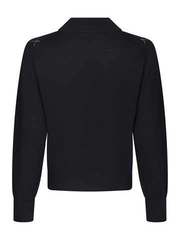 Neo Noir - Julina Check Knit Blouse - Navy