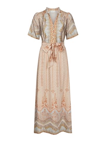 Neo Noir - Moviana Flower Border Dress - Flower Peach