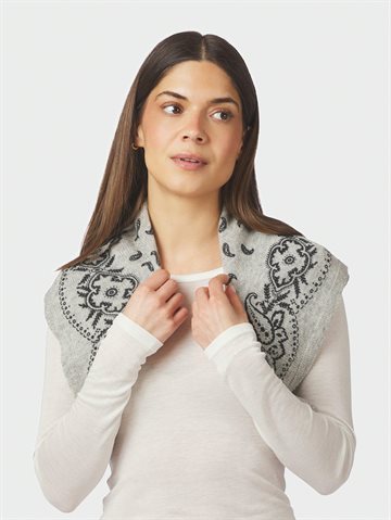 Neo Noir -Adelina Paisley Knit Scarf - Grey Melange