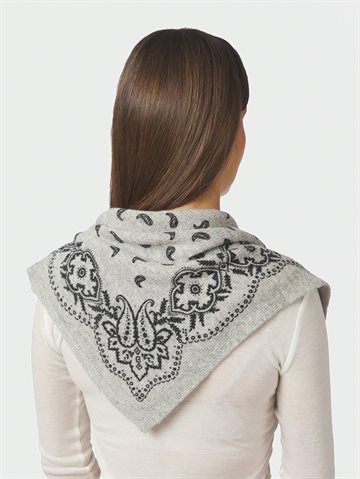 Neo Noir -Adelina Paisley Knit Scarf - Grey Melange