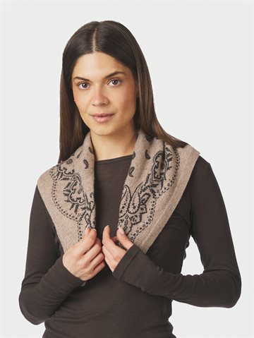 Neo Noir -Adelina Paisley Knit Scarf - Beige Melange