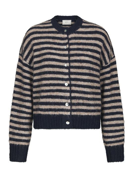 Neo Noir - Isana Stripe Fluffy Knit Cardigan - Navy Stripe