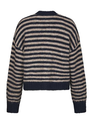 Neo Noir - Isana Stripe Fluffy Knit Cardigan - Navy Stripe