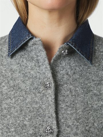 Neo Noir - Amoria Knit Cardigan - Grey Melange
