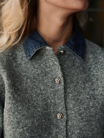 Neo Noir - Amoria Knit Cardigan - Grey Melange
