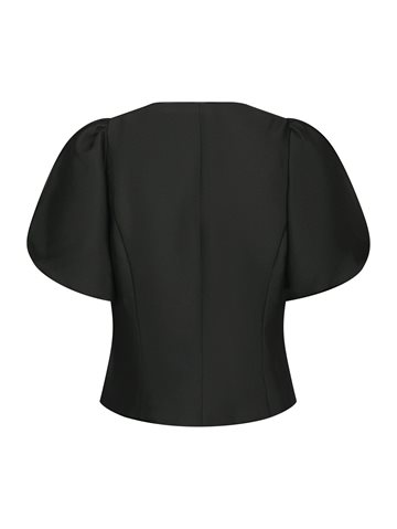 Neo Noir - Anela Mandarin Dull Satin Blouse - Black