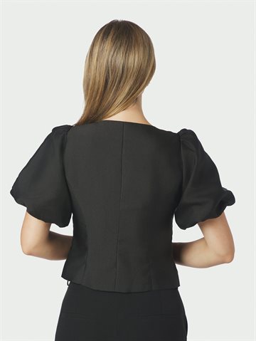 Neo Noir - Anela Mandarin Dull Satin Blouse - Black