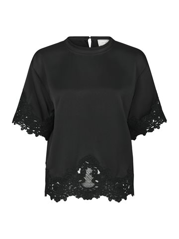 Neo Noir -  Elle Heavy Sateen Lace Top - Black