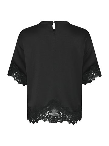 Neo Noir -  Elle Heavy Sateen Lace Top - Black