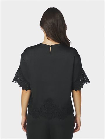 Neo Noir -  Elle Heavy Sateen Lace Top - Black