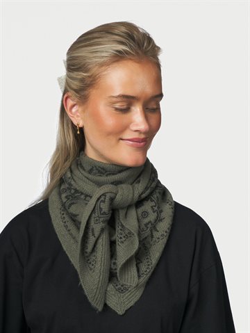 Neo Noir - Lolana Paisley Knit Scarf - Army