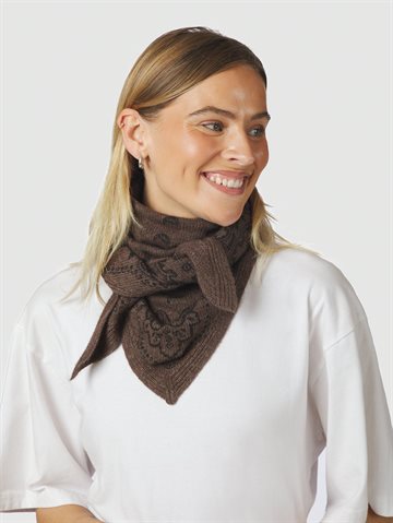  Neo Noir - Lolana Paisley Knit Scarf - Brown Melange