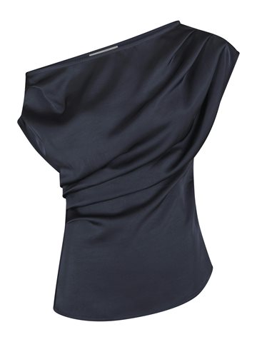 Neo Noir - Mabelle Heavy Sateen Top - Midnight Blue