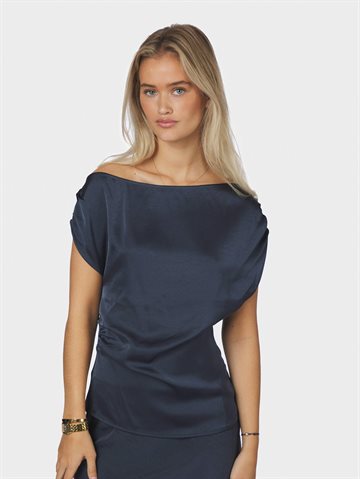 Neo Noir - Mabelle Heavy Sateen Top - Midnight Blue