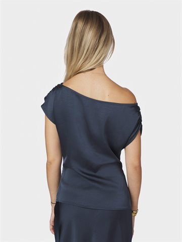 Neo Noir - Mabelle Heavy Sateen Top - Midnight Blue