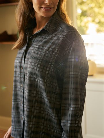Neo Noir - Dalma Flannel Check Shirt - Warm Grey 