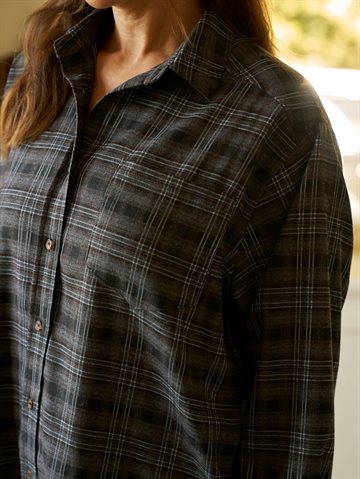 Neo Noir - Dalma Flannel Check Shirt - Warm Grey 