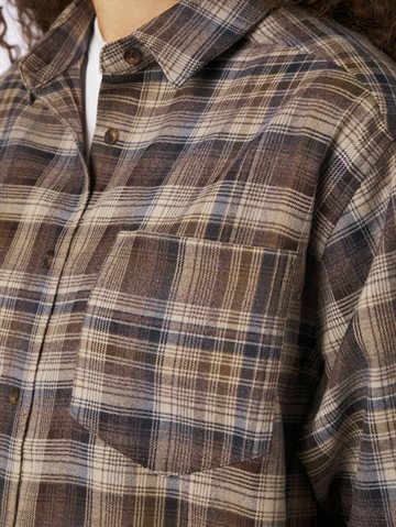 Neo Noir - Dalma Flannel Check Shirt - Dark Taupe