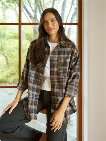 Neo Noir - Dalma Flannel Check Shirt - Dark Taupe