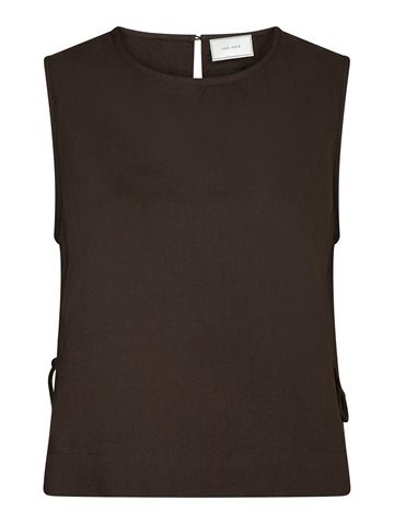 Neo Noir - Svetlana Linen Top - Dark Brown