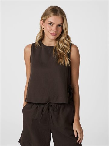 Neo Noir - Svetlana Linen Top - Dark Brown