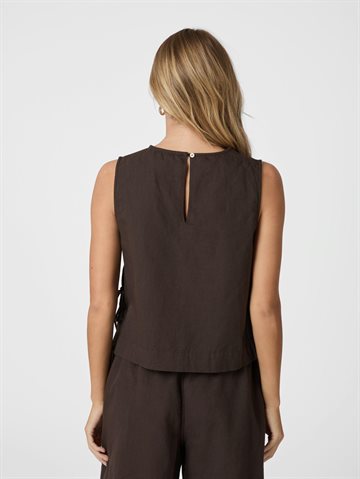 Neo Noir - Svetlana Linen Top - Dark Brown