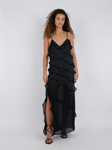 Neo Noir - Palazzo Frill Dress - Sort