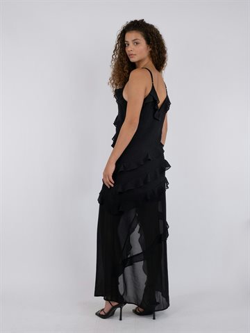 Neo Noir - Palazzo Frill Dress - Sort