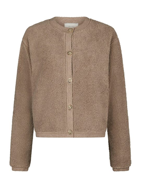 Neo Noir - Limo Fluffy Knit Cardigan - Dark Sand