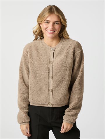 Neo Noir - Limo Fluffy Knit Cardigan - Dark Sand