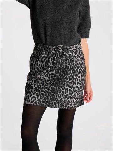 Neo Noir - Henrietta Leopard Skirt - Grey Leopard