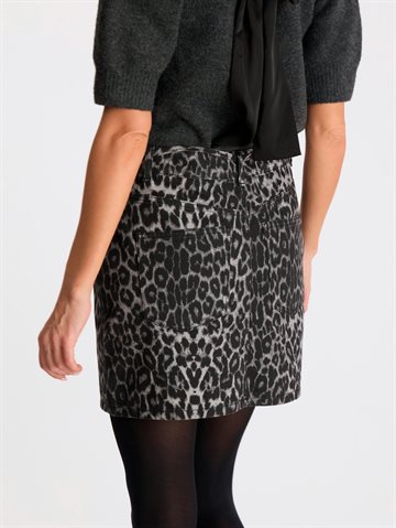 Neo Noir - Henrietta Leopard Skirt - Grey Leopard