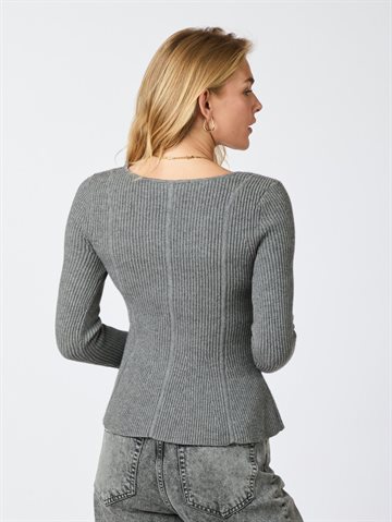 Neo Noir - Sorene Knit Blouse - Dark Grey Melange