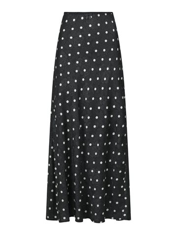 Neo Noir - Lola Retro Dot Long Skirt - Sort