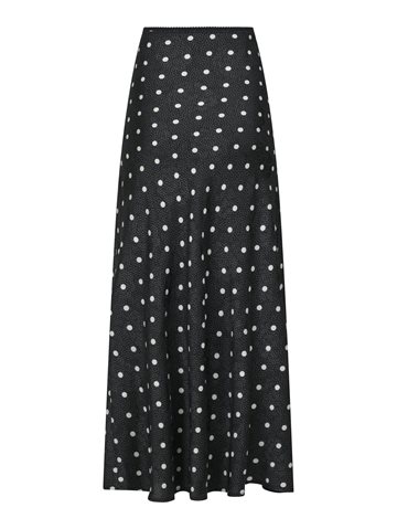 Neo Noir - Lola Retro Dot Long Skirt - Sort