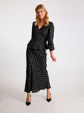 Neo Noir - Lola Retro Dot Long Skirt - Sort