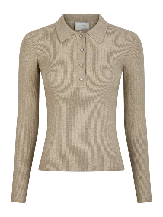 Neo Noir - Panama Knit Blouse - Beige Melange