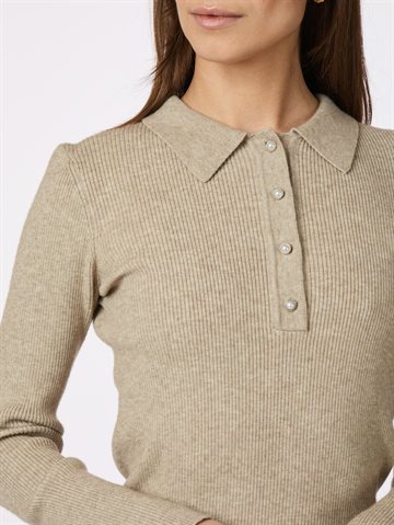 Neo Noir - Panama Knit Blouse - Beige Melange