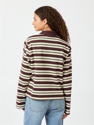 Neo Noir - Mala Stripe Polo Blouse - Brown