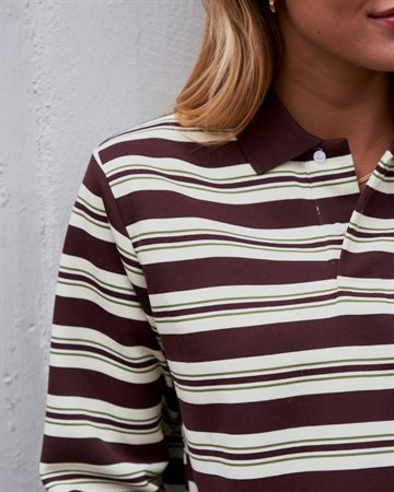 Neo Noir - Mala Stripe Polo Blouse - Brown