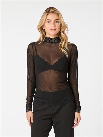 Neo Noir - Liza Mesh Lace Blouse - Black