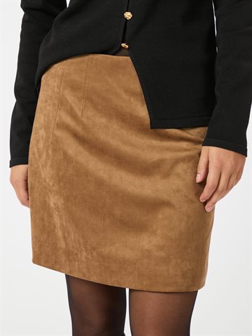 Neo Noir - Hemie Faux Suede Skirt - Cognac