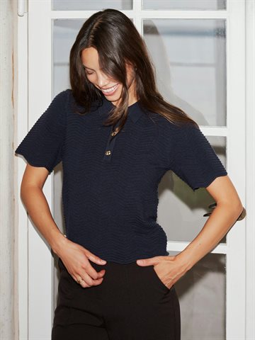 Neo Noir - Soko Wave Knit Tee - Midnight Navy