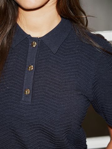 Neo Noir - Soko Wave Knit Tee - Midnight Navy