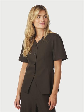 Neo Noir - Jules Structure Blouse - Dark Brown