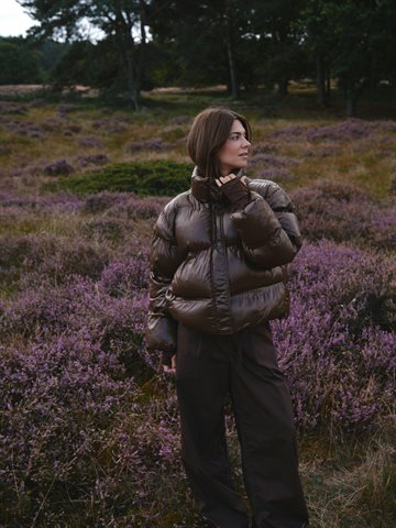 Neo Noir - Rhea Shiny Puffer Jacket - Dark Brown