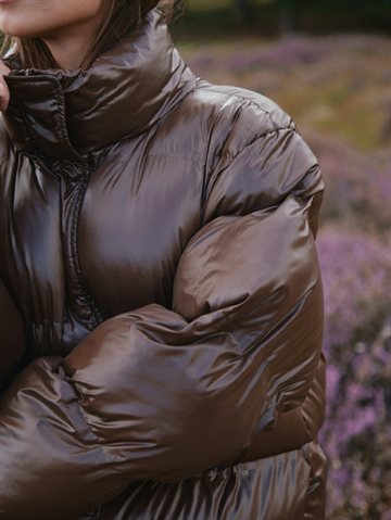 Neo Noir - Rhea Shiny Puffer Jacket - Dark Brown