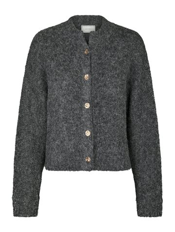 Neo Noir - Taura Fluffy Knit Cardigan - Antracit