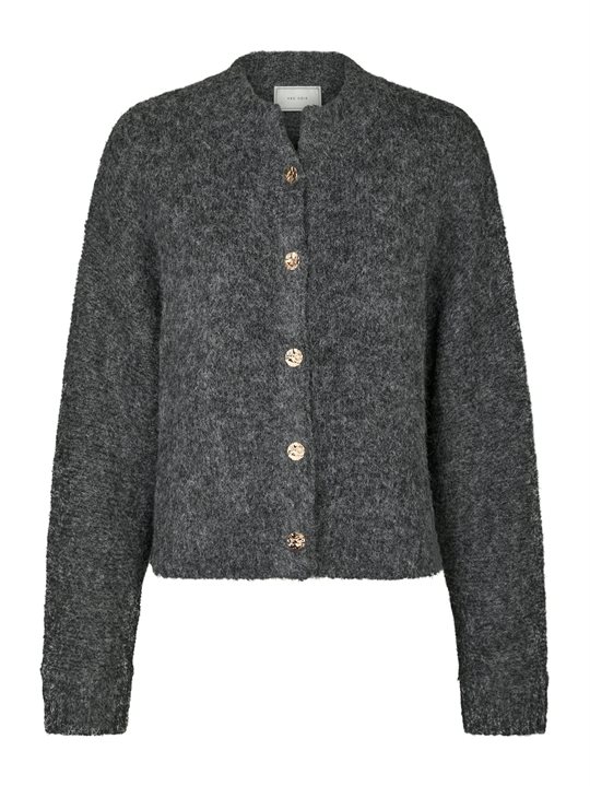 Neo Noir - Taura Fluffy Knit Cardigan - Antracit